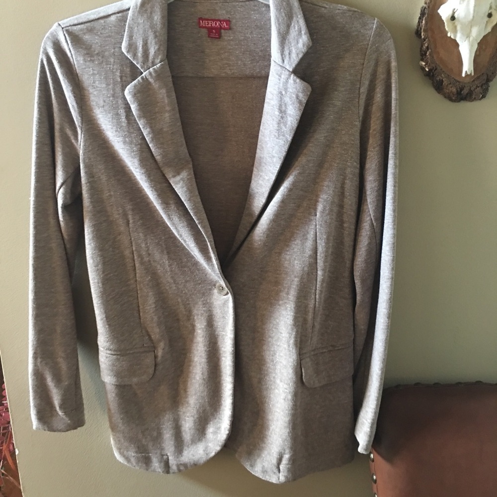 Merona Tan Oversized Jersey Blazer